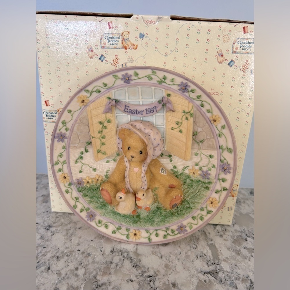 Cherished Teddies "Girl with Chicks" Plate 1997